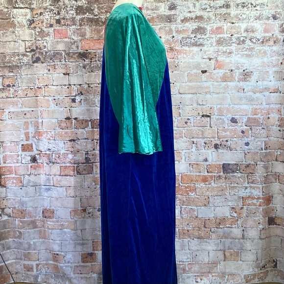 Vintage Keyloun Dress Velour Colorblock Maxi Sz OS - Picture 5 of 11